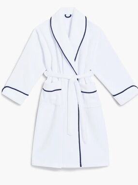 NWT Hill House, The Men’s Hotel Robe, Size L/XL, white with navy